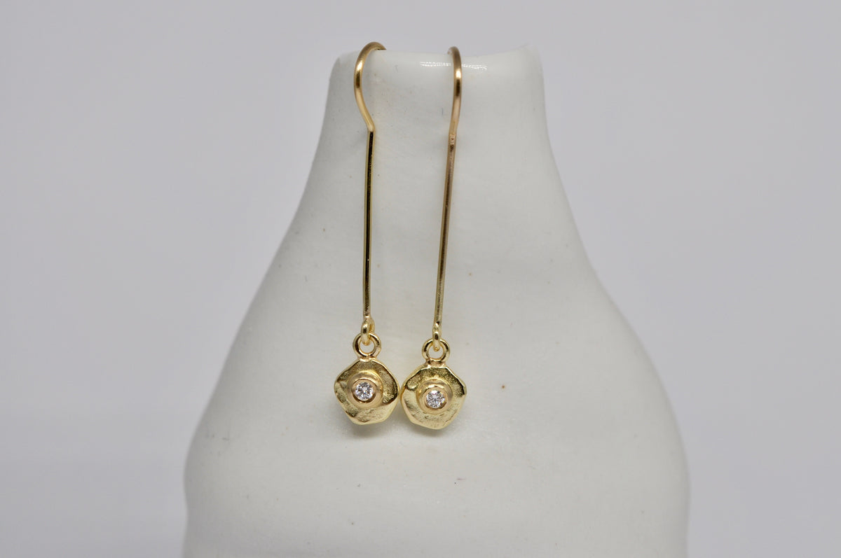18K Yellow Gold Diamond Drop Earrings