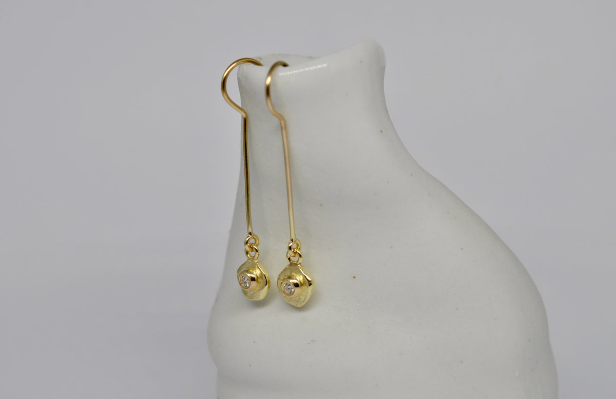 18K Yellow Gold Diamond Drop Earrings