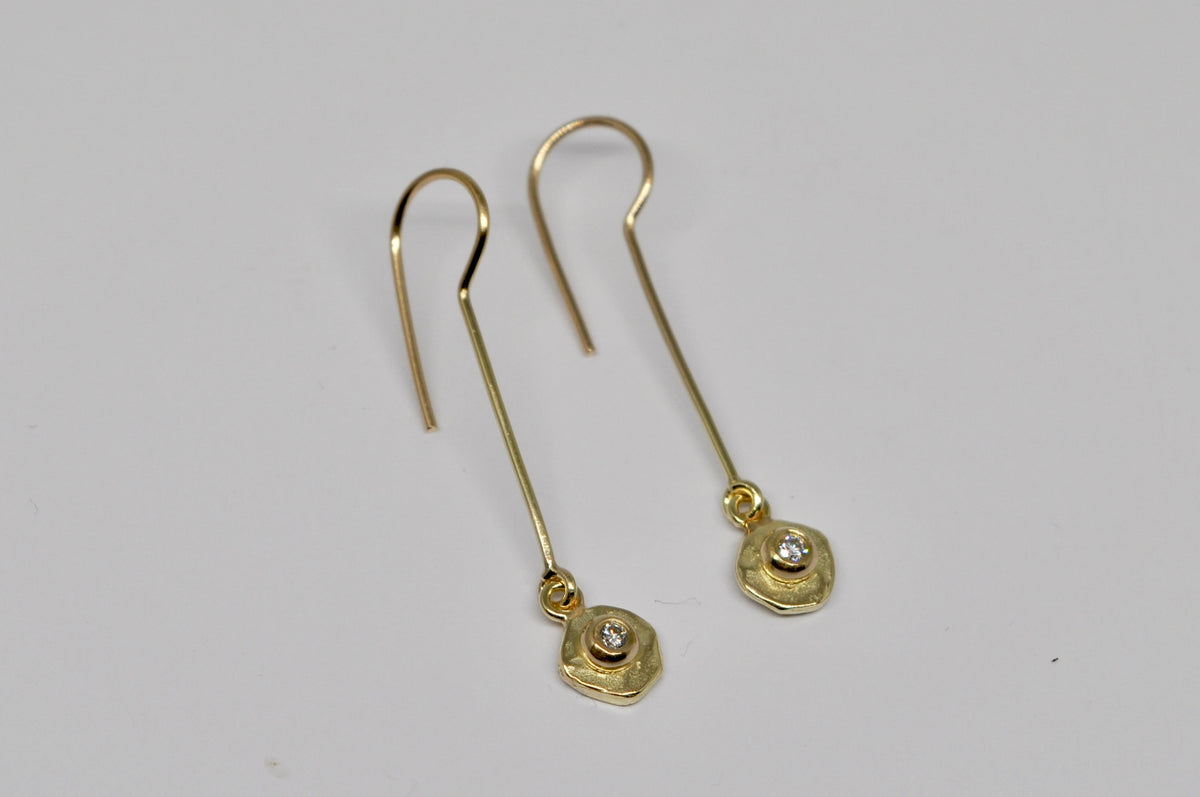 18K Yellow Gold Diamond Drop Earrings