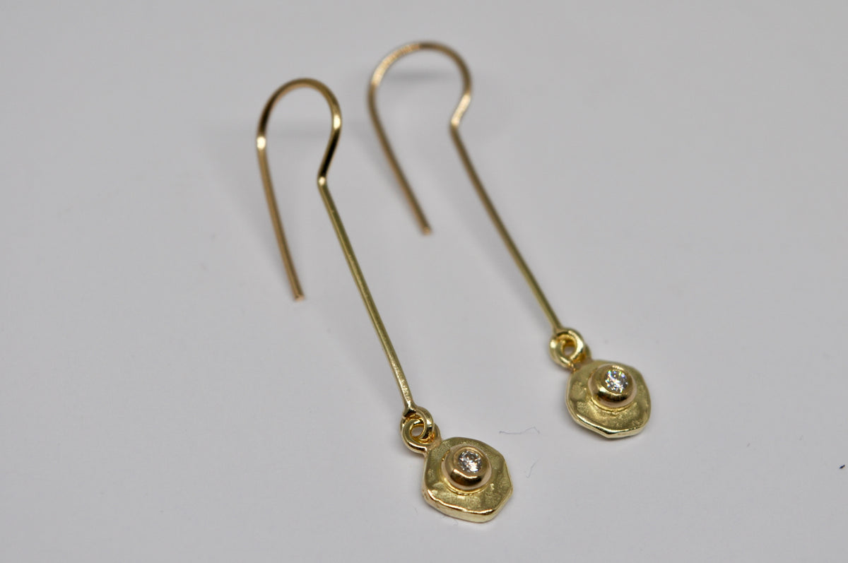 18K Yellow Gold Diamond Drop Earrings