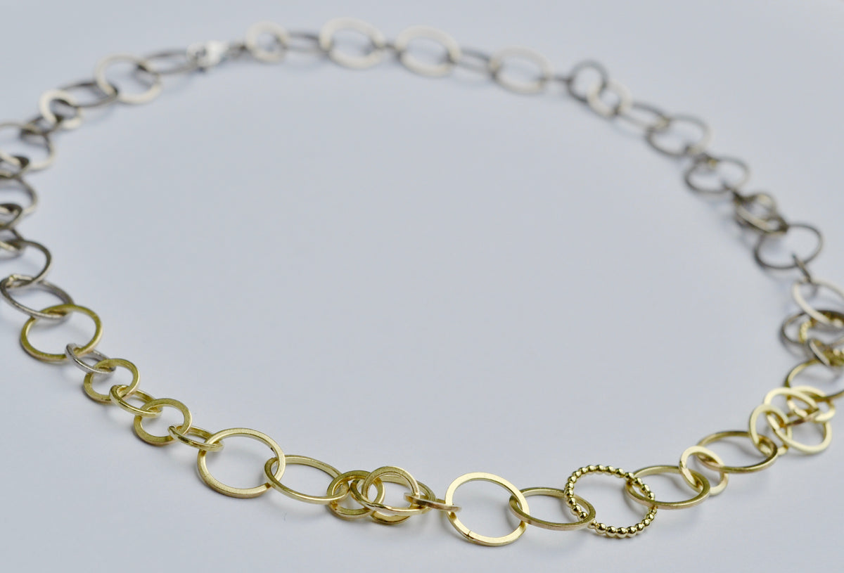 Two-Tone Circle Link Necklace