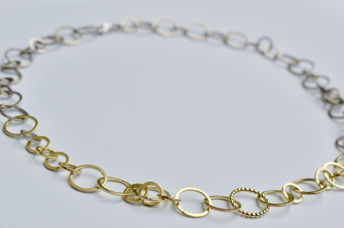 Two-Tone Circle Link Necklace
