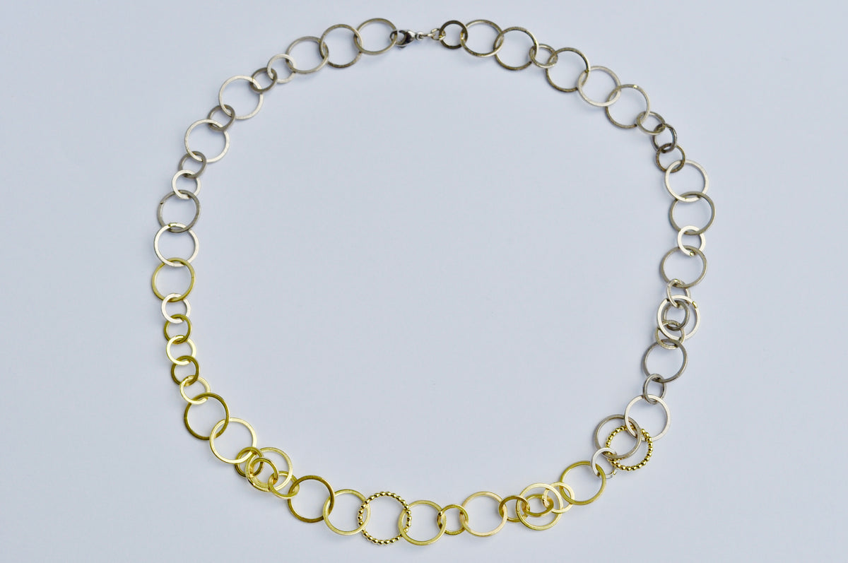 Two-Tone Circle Link Necklace