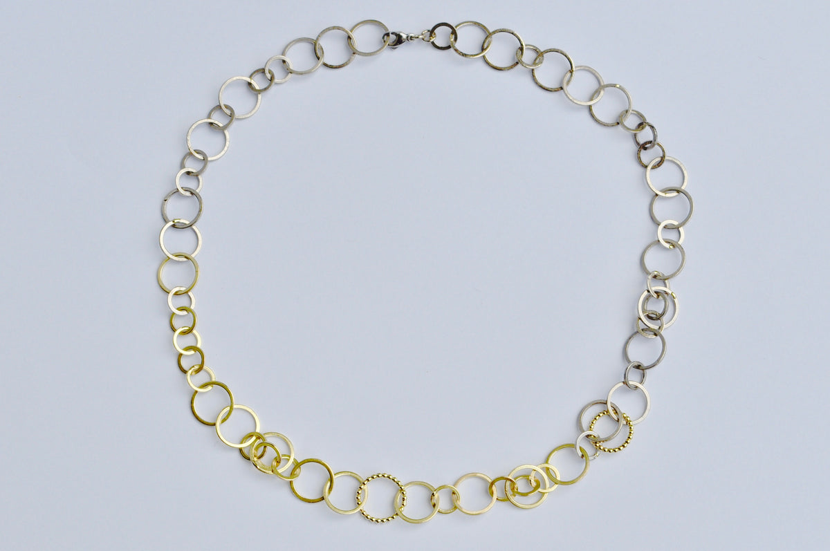 Two-Tone Circle Link Necklace