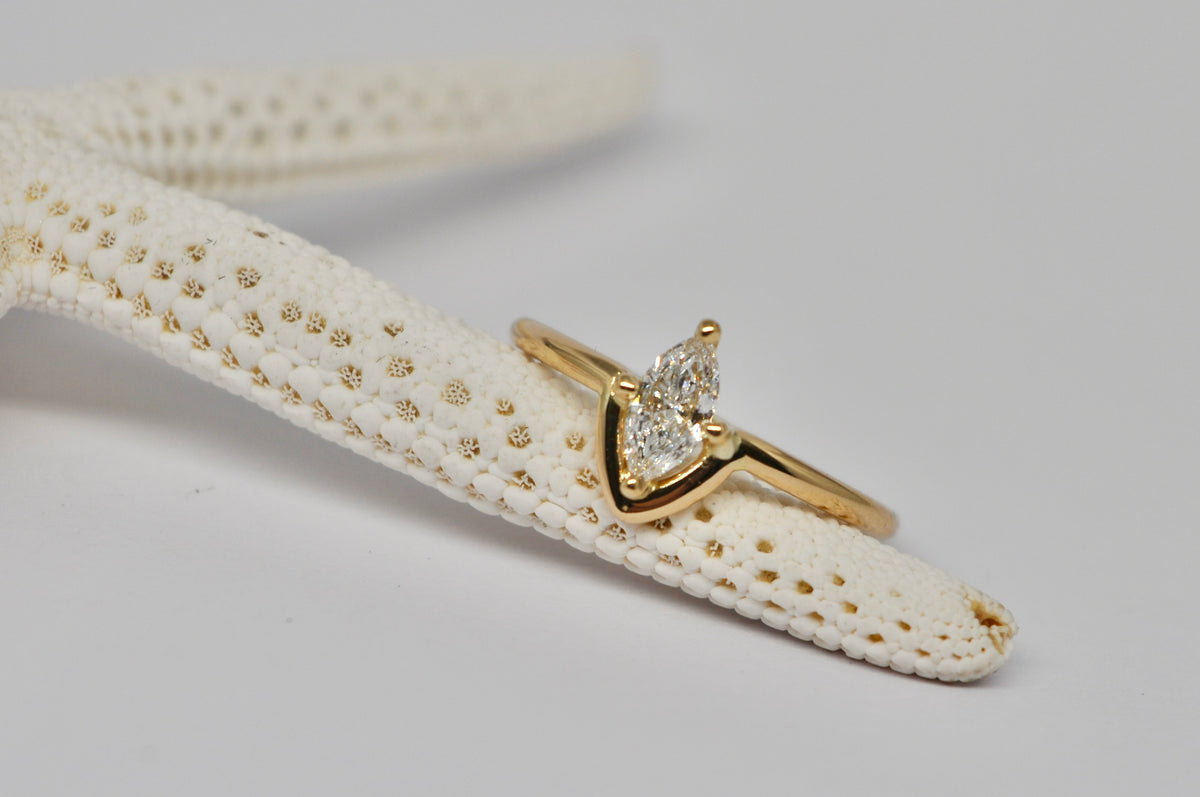 Marquise Diamond Solitaire Ring in 18K Yellow Gold