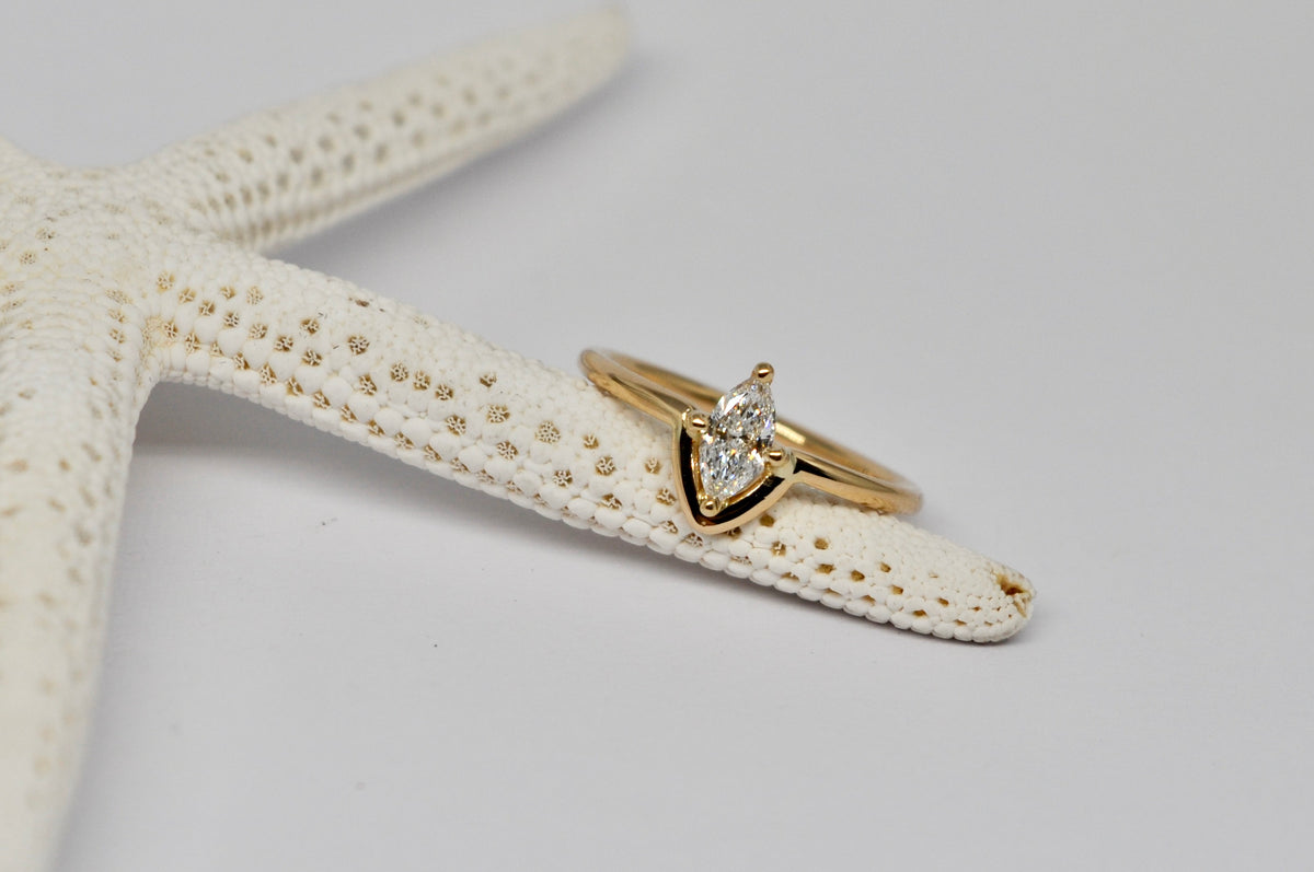 Marquise Diamond Solitaire Ring in 18K Yellow Gold