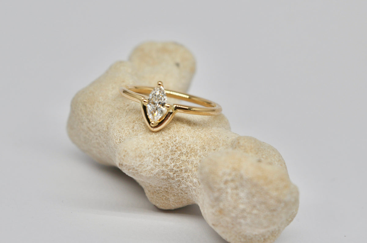 Marquise Diamond Solitaire Ring in 18K Yellow Gold