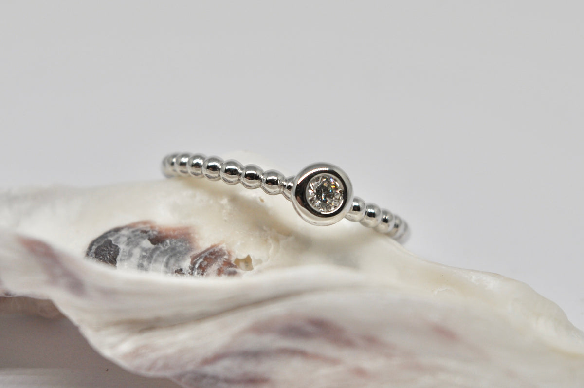 Beaded Solitaire Diamond Ring