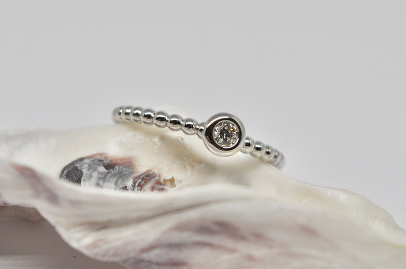 Beaded Solitaire Diamond Ring