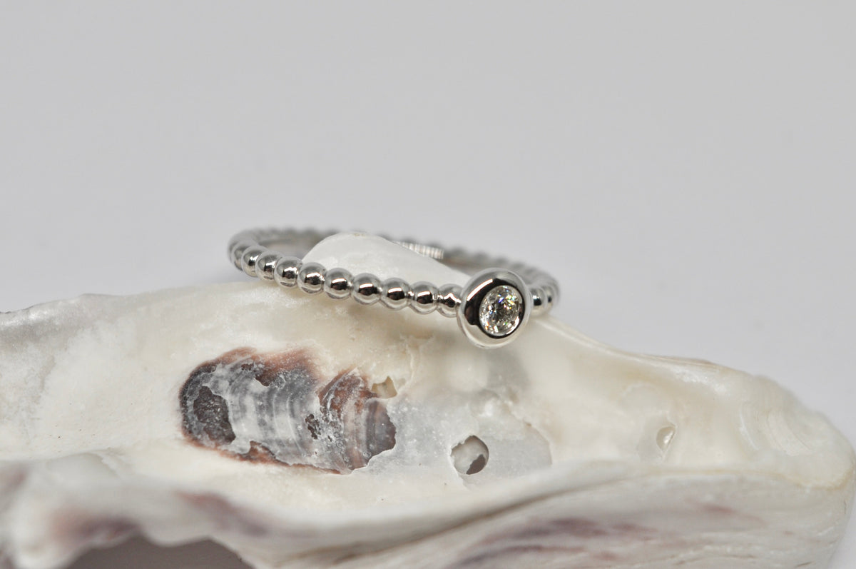 Beaded Solitaire Diamond Ring