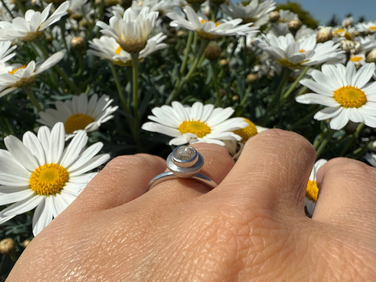 Rose Cut Diamond Solitaire Ring in 18k White Gold
