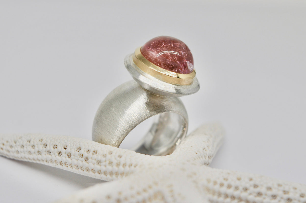 Silver, Gold, Pink Tourmaline