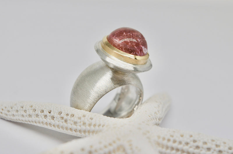 Silver, Gold, Pink Tourmaline