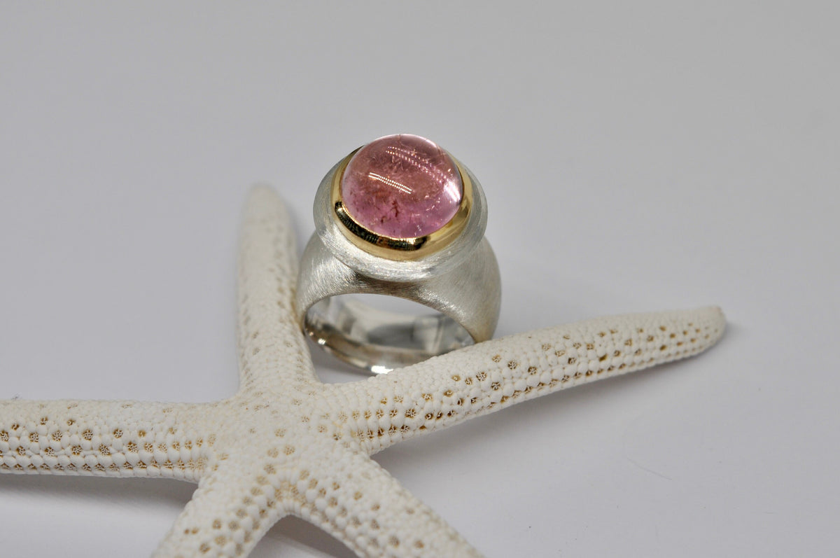 Silver, Gold, Pink Tourmaline