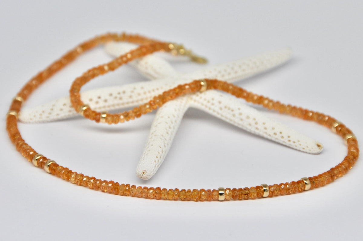 Mandarin Garnet Necklace and 18k Yellow Gold Spacers