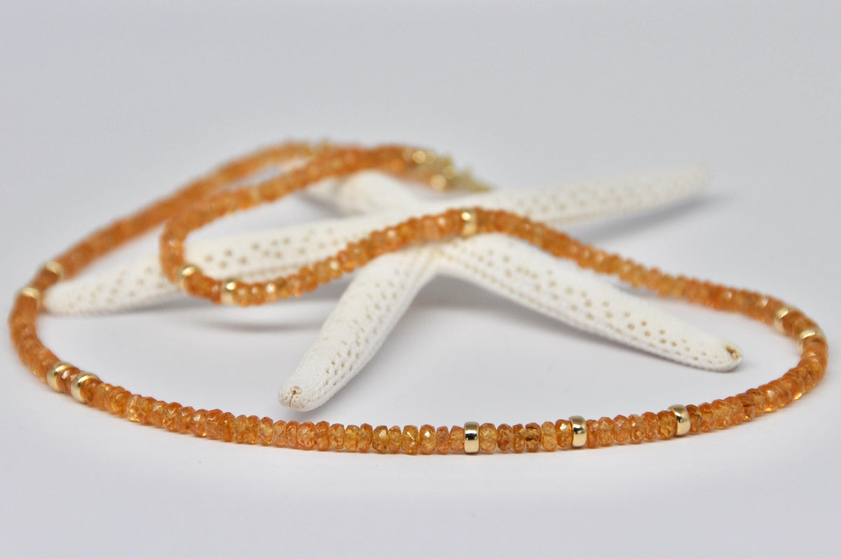 Mandarin Garnet Necklace and 18k Yellow Gold Spacers